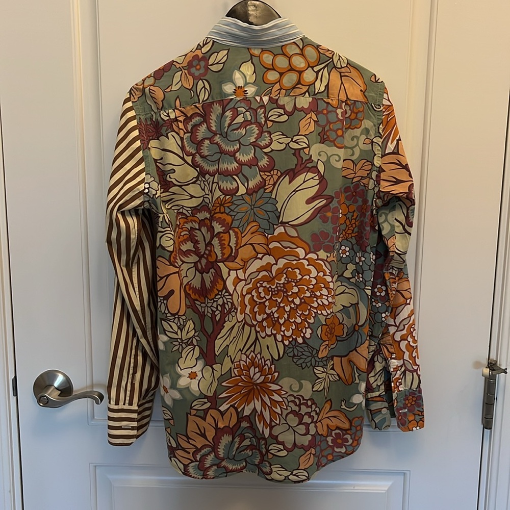 Coast Patchwork Design Button Down Shirt, Florals, Paisley, Stripes Long Sleeve